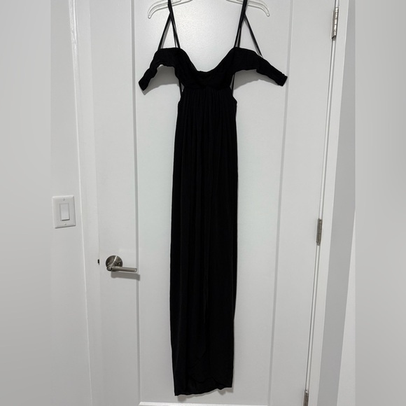 Black Off Shoulder Maxi Dress Evening Party Cocktail Formal - Picture 1 of 6